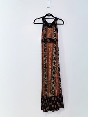 Free People You Made My Day Crepe Textured Boho Print Pattern Maxi Long Dress 4